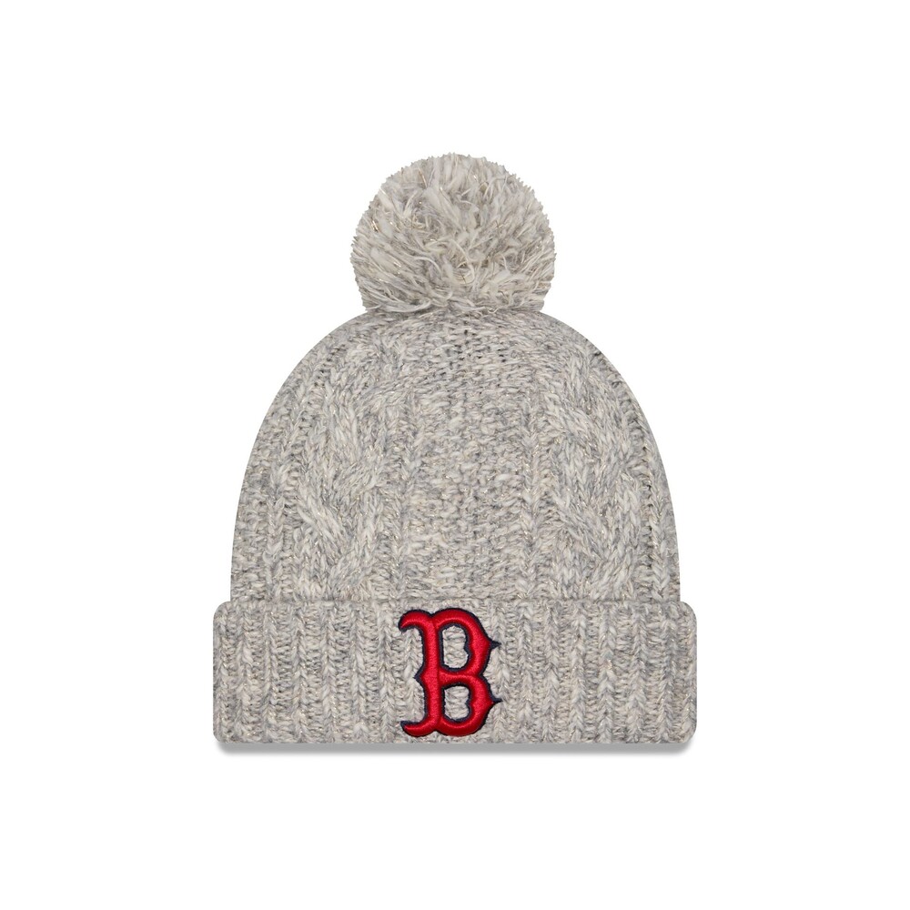 New Era Boston Red Sox Shimmer Pom Knit Hat - One Size